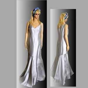 Rickie Freeman Teri Jon Platinum Silk Gown NEW WITH TAGS